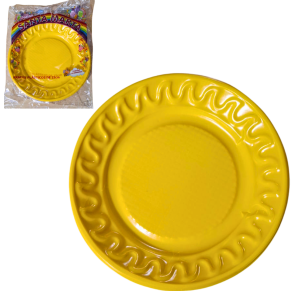 PRATO SOBREMESA AMARELO PL 15CM C/10 UNID