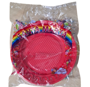 PRATO SOBREMESA VERMELHO PLÁSTICO 15CM C/10 UNID