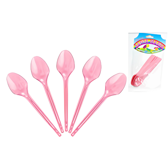 COLHER PLÁSTICO SOBREMESA PINK C/12 UNID