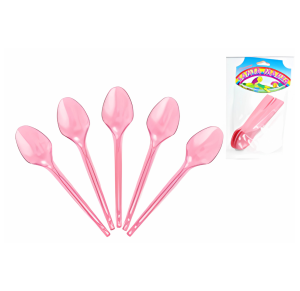 COLHER PLÁSTICO SOBREMESA ROSA C/12 UNID