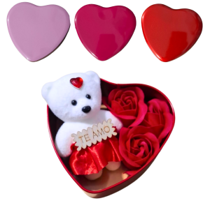 LATA CORAÇÃO C/URSO E ROSAS - HD68303