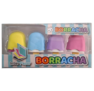 BORRACHA ESCOLAR SORTIDA C/4 PÇS - HE40710