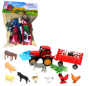 ANIMAIS DA FAZENDA C/TRATOR C/12 PÇS - 791813