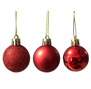 NT - BOLA DE NATAL VERMELHA MISTA 4CM TUBO C/ 12UNID - ZC533