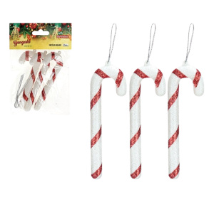 NT - ENFEITE BENGALA C/LISTRAS C/3 PÇS 11X4CM - IZ2070