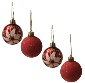 NT - BOLA DE NATAL DECORADA VM 5CM C/9 PÇS - ZC2099