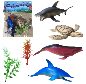 ANIMAIS EMBORRACHADO VIDA MARINHA C/6 PÇS - AKT3814