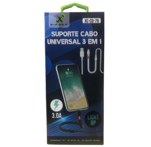 CABO IOS C/SUPORTE 3 X 1 C/ 3.0A - XC-CD-79
