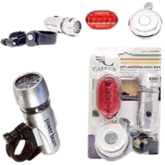 KIT LANTERNA P/BIKE A PILHA C/ ACESSORIOS - CRS-BK04