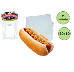 SACO PLASTICO HOT DOG 20X10CM C/20 UNID