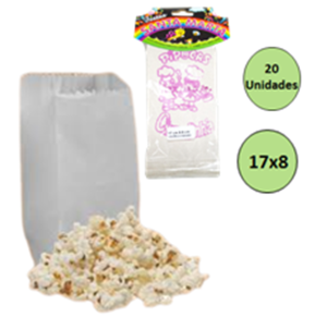 SACO DE PIPOCA PAPEL 17X8CM C/20 UNID