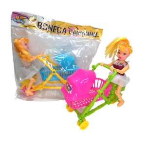 BONECA C/CARRINHO DE BEBÊ A CORDA - TK-1169