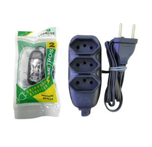 EXTENSÃO ELETRICA BIPOLAR 2M C/3 TOMADAS - REF 500