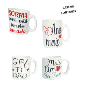 CANECA DE POCELANA 120ML - FRASES - U21-22