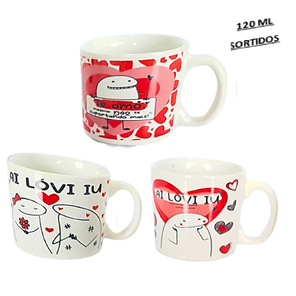 CANECA DE PORCELANA 120ML - FLORK NAMORADOS - U21-34