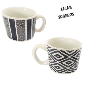 CANECA DE PORCELANA 120ML - PRETO E BRANCO - U21-11
