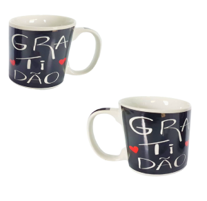 CANECA DE PORCELANA 300ML - GRATIDÃO - UT11-44