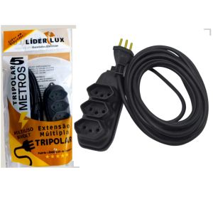 EXTENSÃO TRIPOLAR C/3 TOMADAS C/5M - 6598 - REF 507