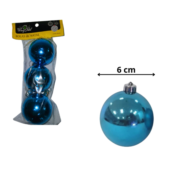 NT - BOLA LISA AZUL 6CM C/3PÇ - NTB1004A