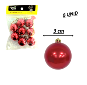 NT - BOLA LISA VERMELHA 3CM C/8PÇ - NTB1001V