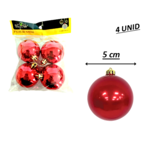 NT - BOLA LISA VERMELHA 5CM C/4PÇ - NTB1003V