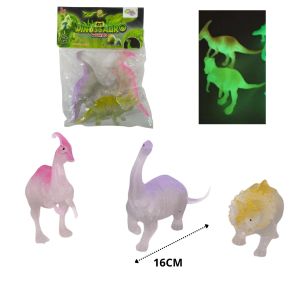 DINOSSAUROS WORLD BRILHA NO ESCURO C/3 PÇS - 7605