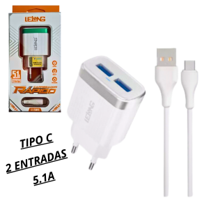 CARREGADOR TIPO C - 5.1A - LE-238FC