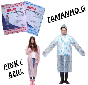 CAPA DE CHUVA ADULTO C/BOTÃO TAMANHO G - BR/AZ - P16Q