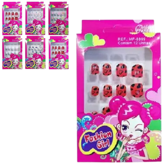 UNHAS POSTIÇAS INFANTIL C/12 PÇS - MF-8899