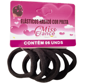 ELASTICO P/CABELO C/12 CARTELAS C/6 UNID PRETA - MF-4753