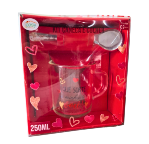 CANECA DE VIDRO C/COLHER NA CAIXA - CZ231050