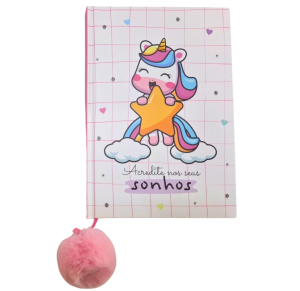 CADERNETA P/ANOTAÇÕES COM POMPOM 20X14CM C/80 FLS - DT5016