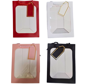 SACOLA DE PRESENTE 25X18X13CM C/VISOR TRANSPARENTE - F0173