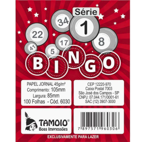 BLOCO DE BINGO TAMOIO 8,5X10,5CM C/15 PCT DE 100 FLS SERIE 1 A 15 - 6030