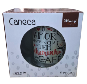 CANECA 320ML LOVE TIME VIDRO - VDA09033