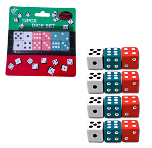 JOGO DE DADOS 1,5CM C/12 PÇS - AX-13715-A